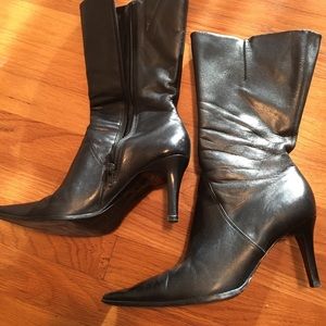 Black leather upper